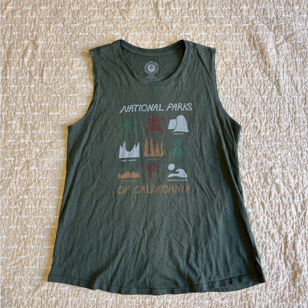 Parks Project National Parks of California Olive Green Cotton Muscle Tee